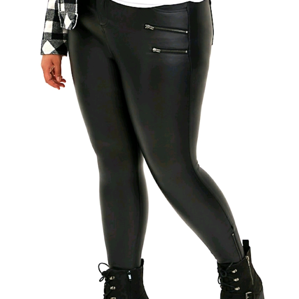 Torrid Coated Ponte Multi Zip Skinny Ankle Pants